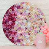 Aperturee - White And Pink Floral Round Wedding Backdrop